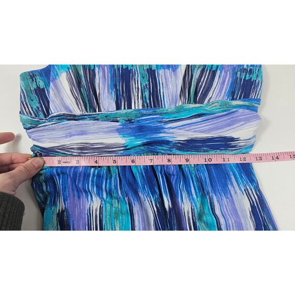 Ann Taylor size 2 Sleeveless Dress Sun Tie Dye Maxi Vacation Long Blue stretch - Picture 5 of 7